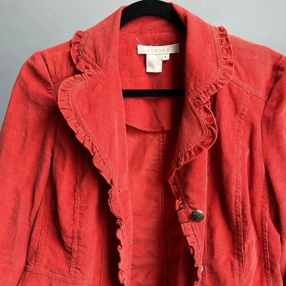 Sandro Red Ruffled Jacket - Picture 2 of 7